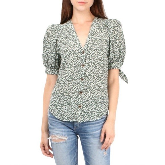 EUC VERONICA BEARD GIZELA BLOUSE IN FOREST GREEN - SIZE 8 - Picture 1 of 15